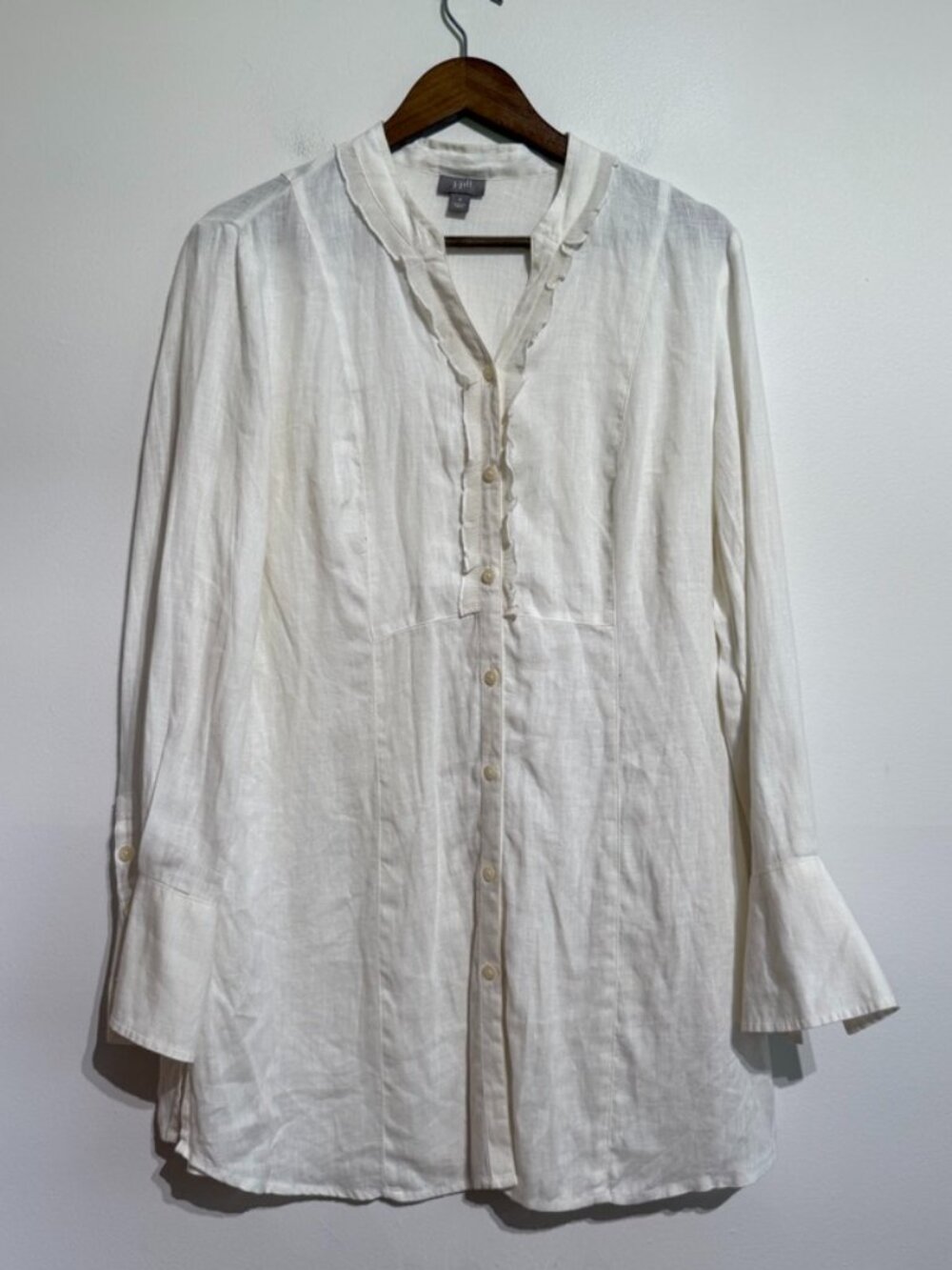 J.Jill cream-colored linen tunic blouse, Medium